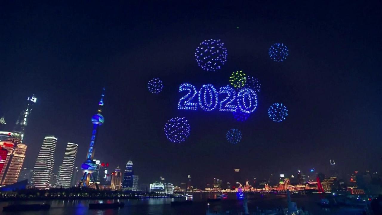 Drone fireworks replacing cgtn